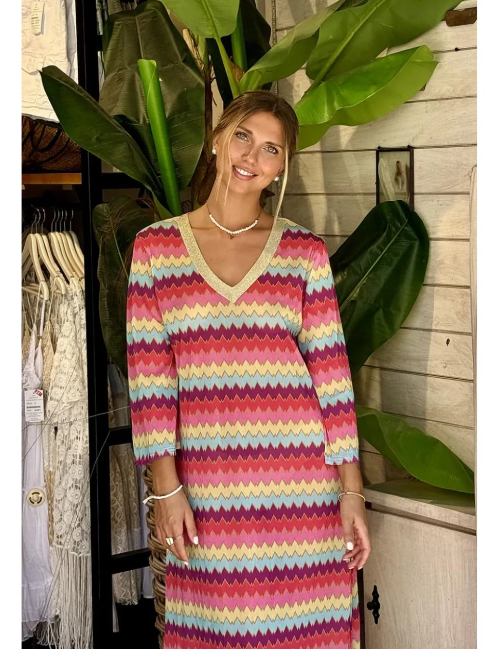 Vestido midi gasa multicolor