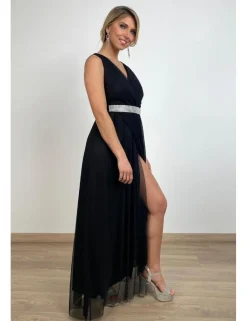 Vestido midi tul negro