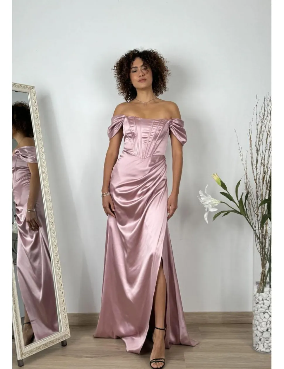 Vestido raso princesa rosa