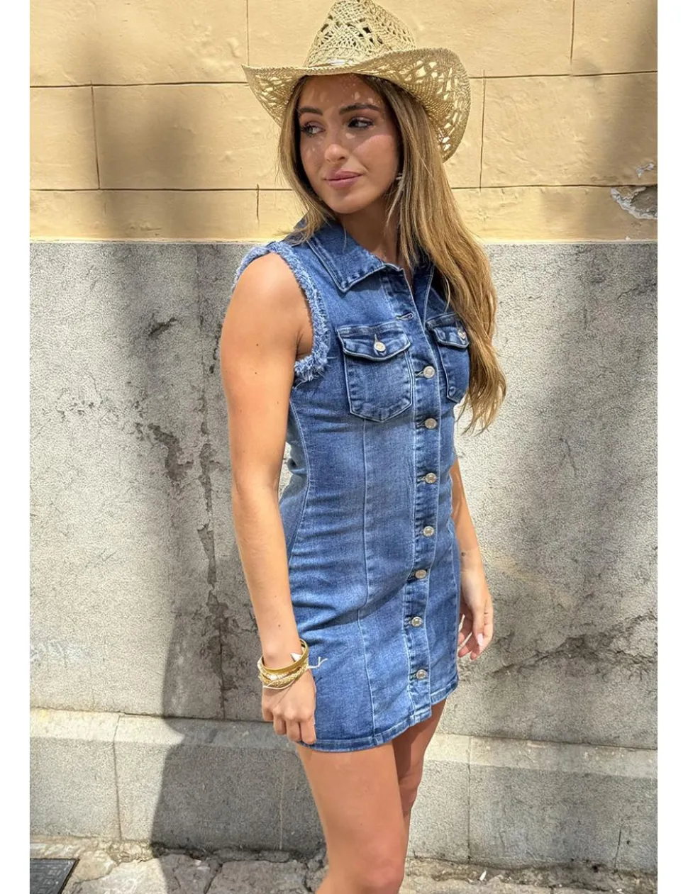 Vestido tejano corto azul denim